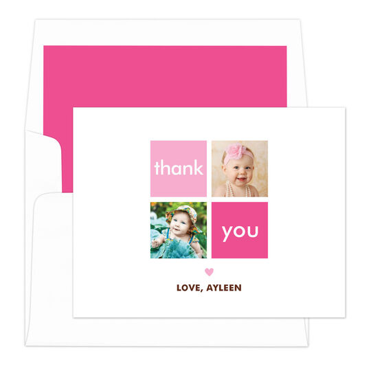 Pink Thank You Block Note Cards
